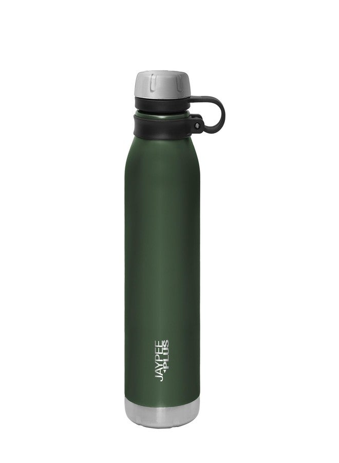Jaypee Plus Charlie Stainless Steel 24 Hours Hot and Cold Water Bottle 750 ml| Leak Proof | Gym Bottle | Home | Kitchen | Hiking | Trekking | Travel, Army Green - Image 1